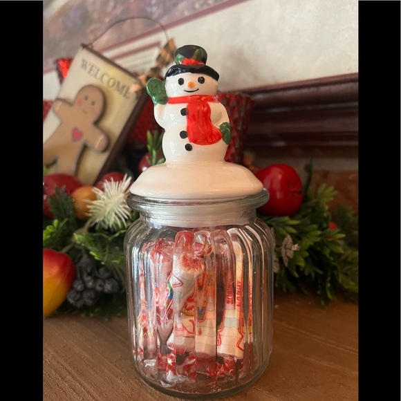 Vintage Christmas Snowman Candy Jar - Picture 4 of 5